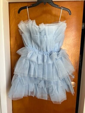 Light Blue Tulle Skirted Dress